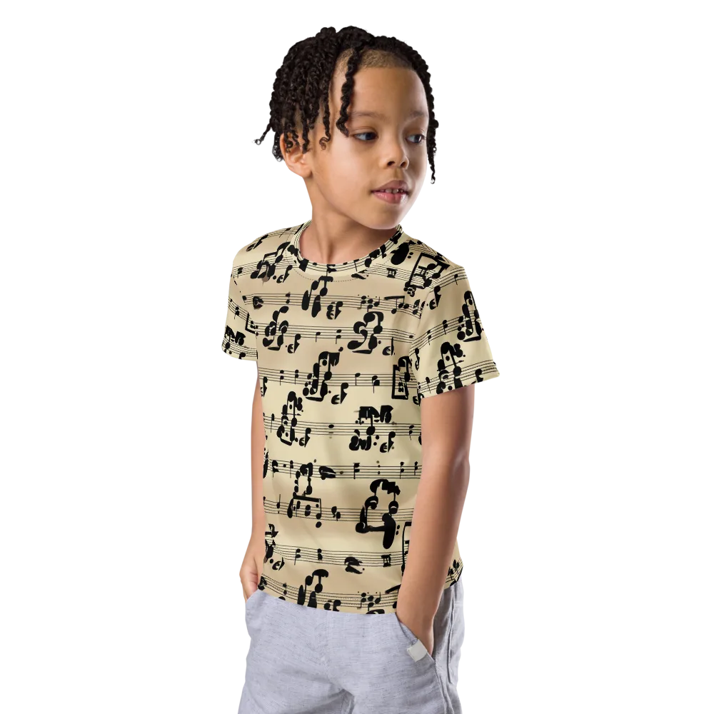 Midnight Melody on Kids Crew Neck T-Shirt — Left Front