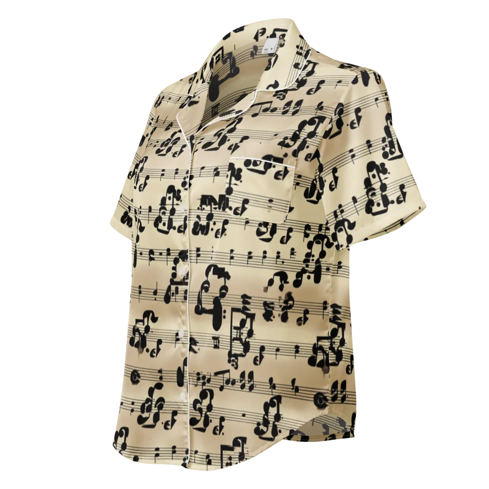 Midnight Melody on Women's Short Sleeve Pajama Top — Left Front