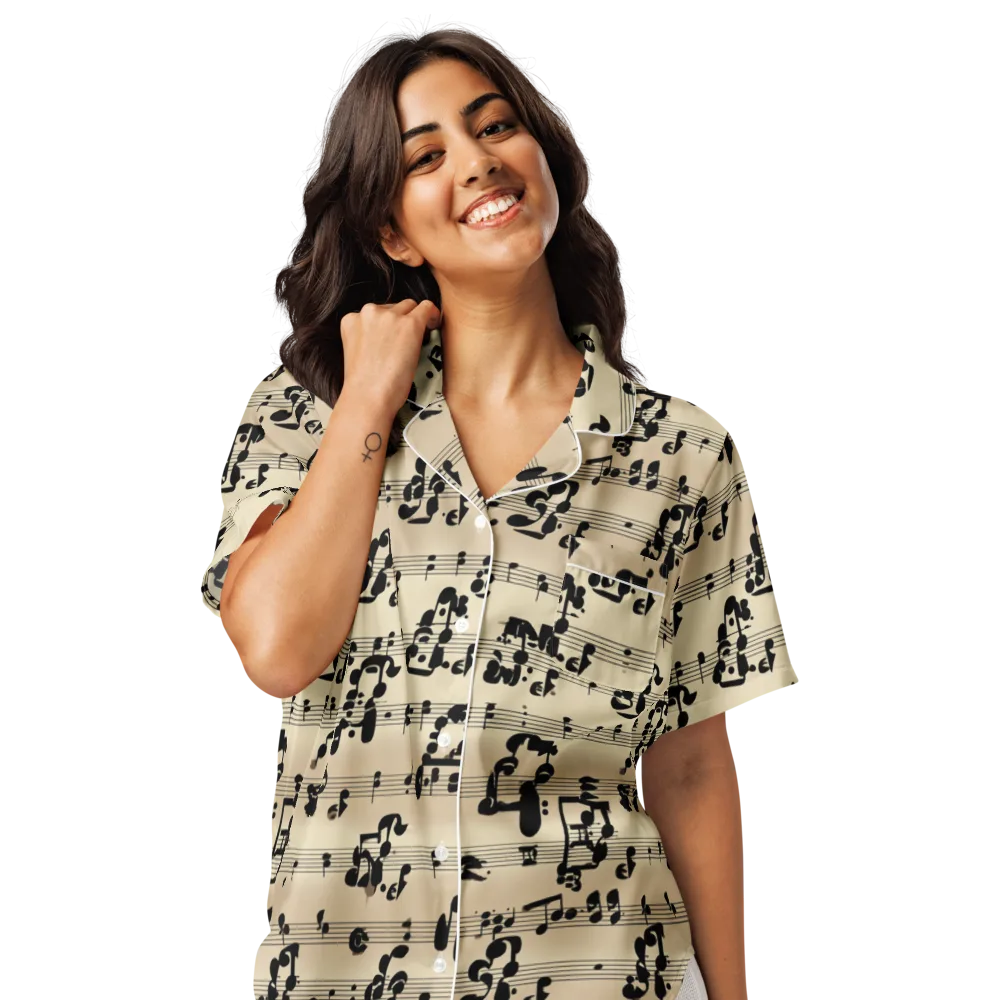 Midnight Melody on Women's Short Sleeve Pajama Top — Front