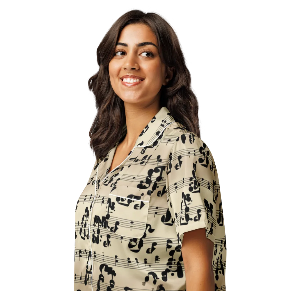 Midnight Melody on Women's Short Sleeve Pajama Top — Left Front