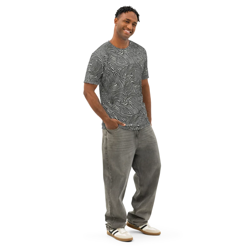 Liquid Line on Men's Cotton Crew Neck T-Shirt — Right Front