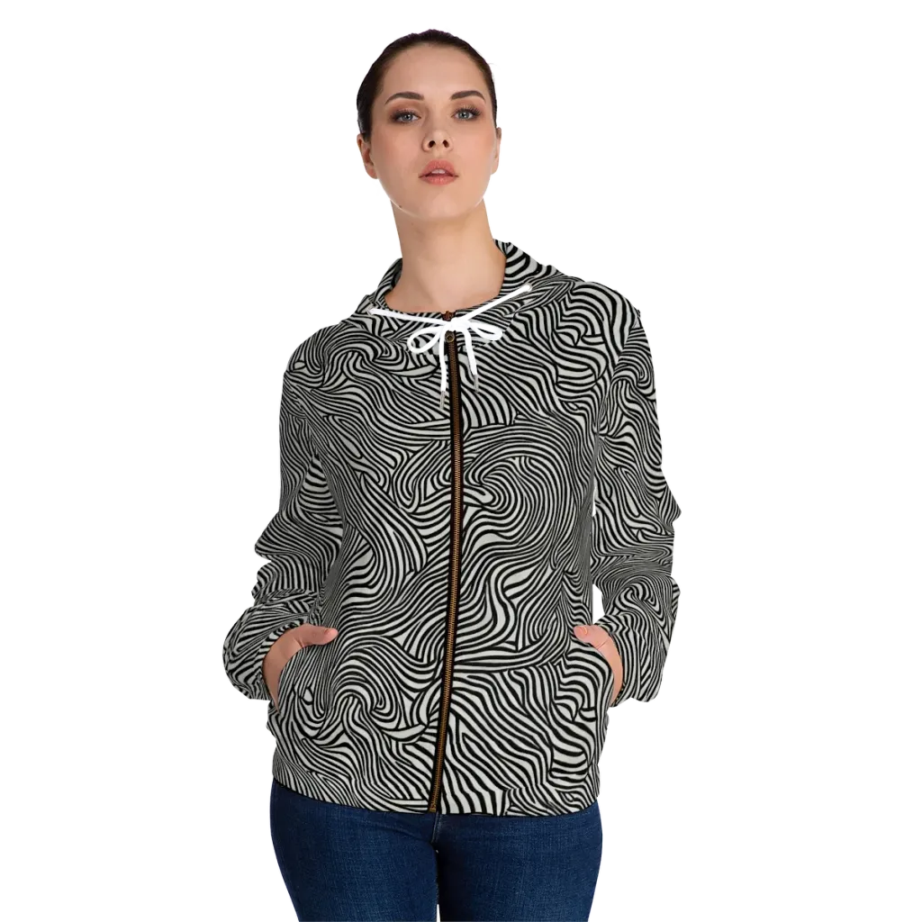 Liquid Line on Women's Full-Zip Hoodie — Front On Person