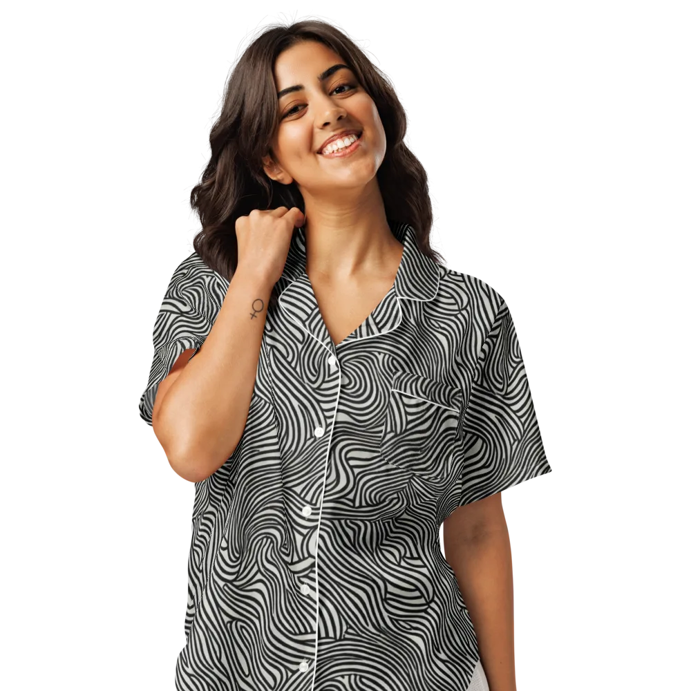 Liquid Line on Women's Short Sleeve Pajama Top — Front