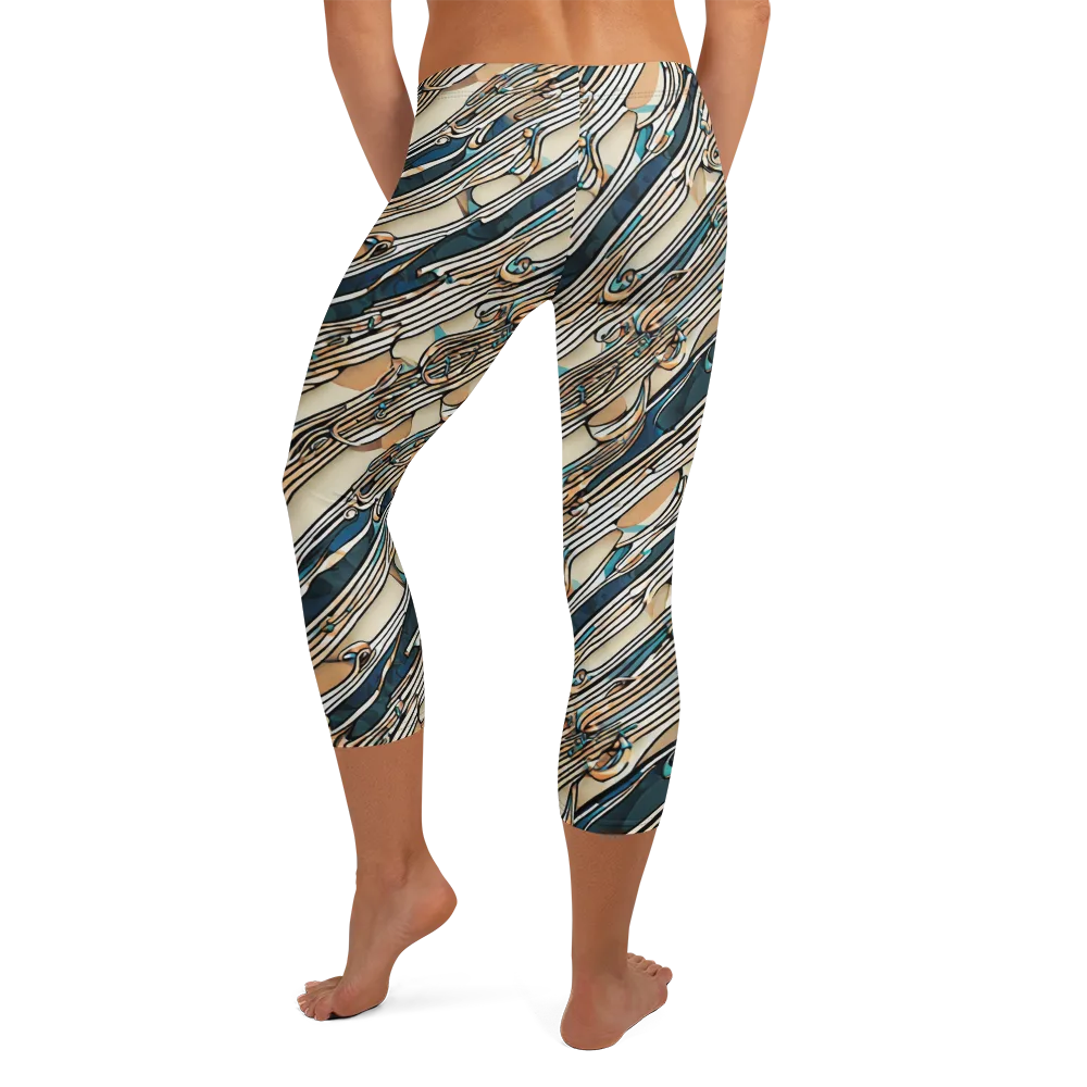 Cobalt Ribbons on Capri Leggings — Back