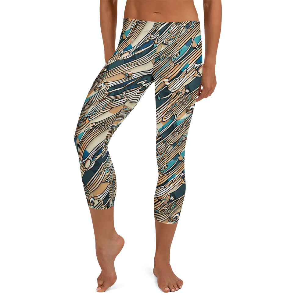 Cobalt Ribbons on Capri Leggings — Front