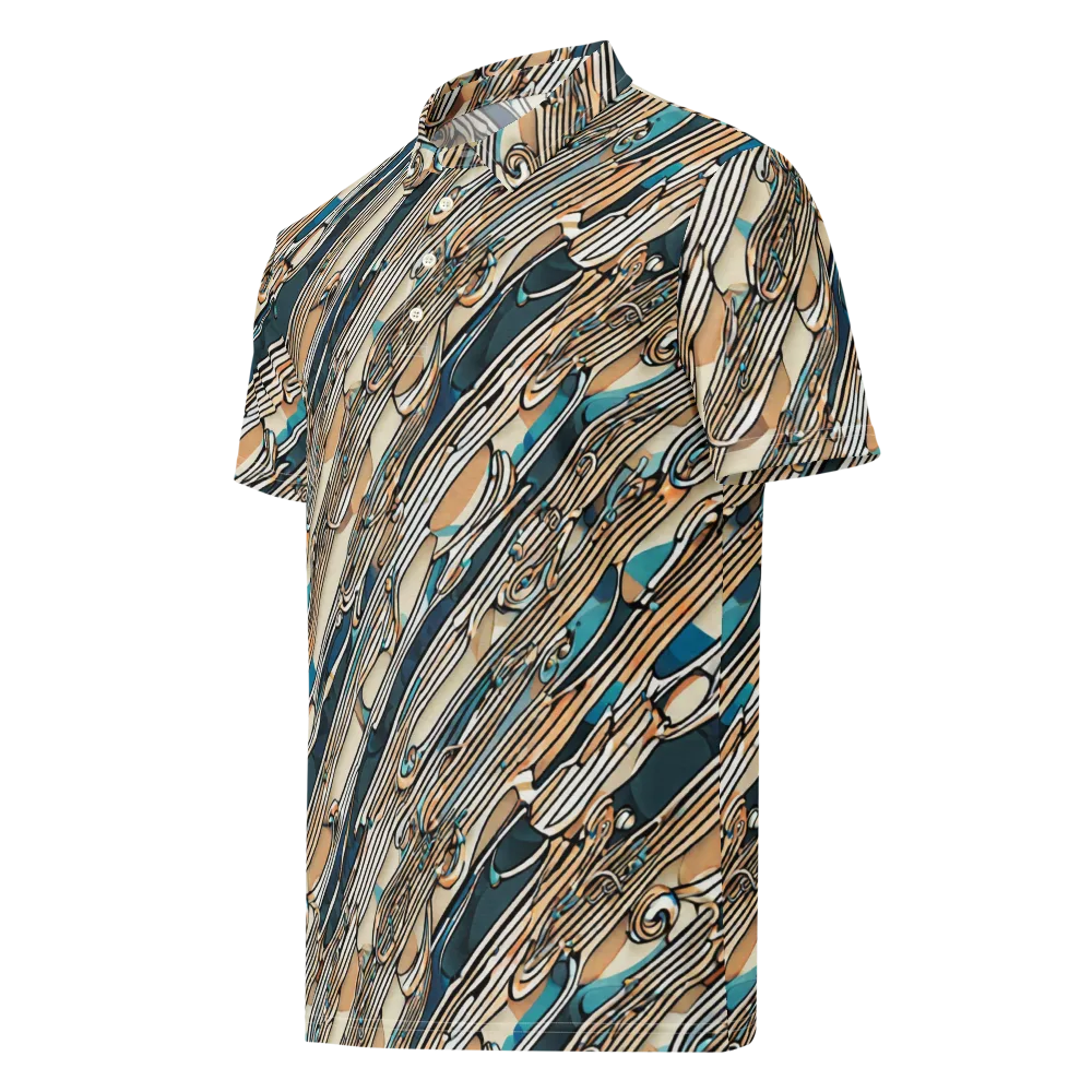 Cobalt Ribbons on Men's Slim Fit Polo Shirt — Left Front