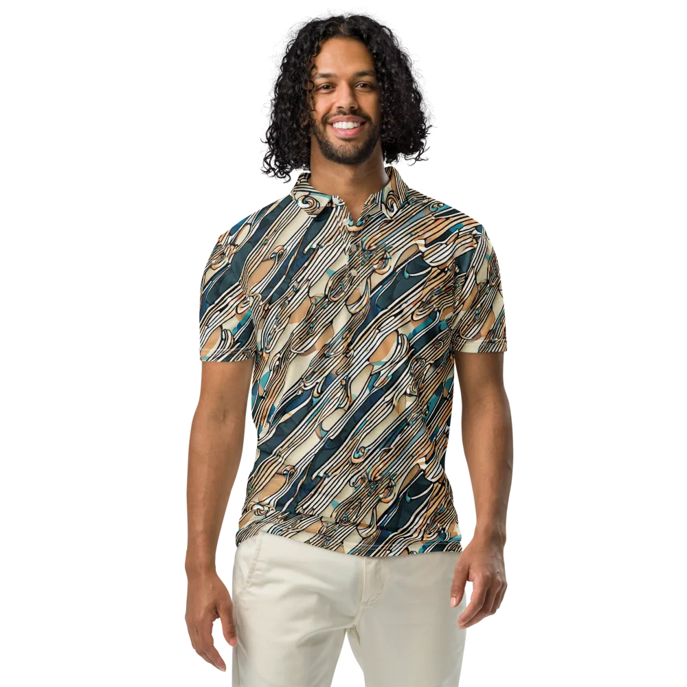 Cobalt Ribbons on Men's Slim Fit Polo Shirt — Front