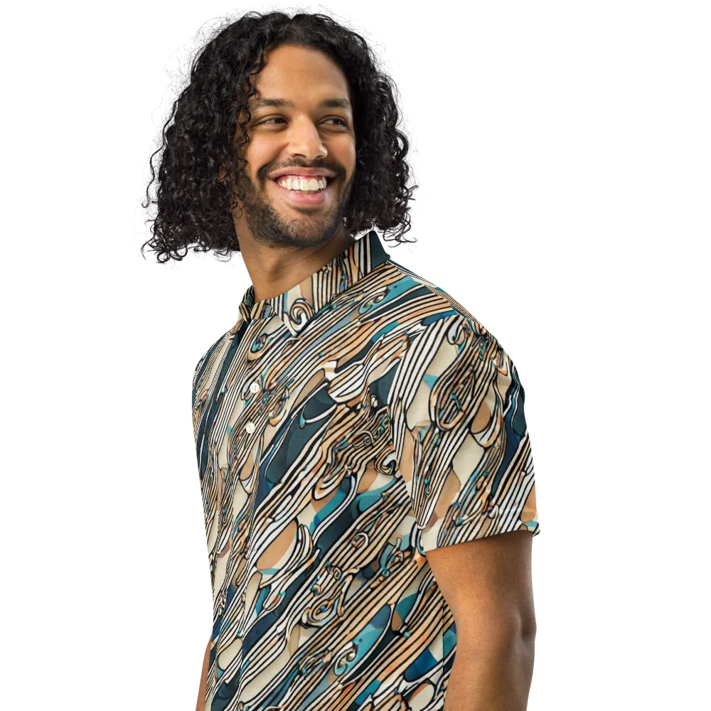 Cobalt Ribbons on Men's Slim Fit Polo Shirt — Left Front