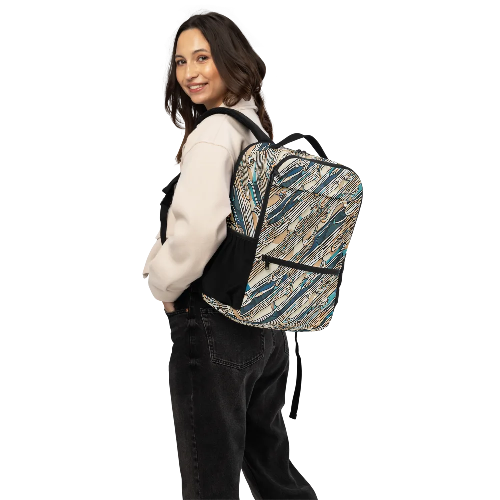 Cobalt Ribbons on Utility Backpack — Back