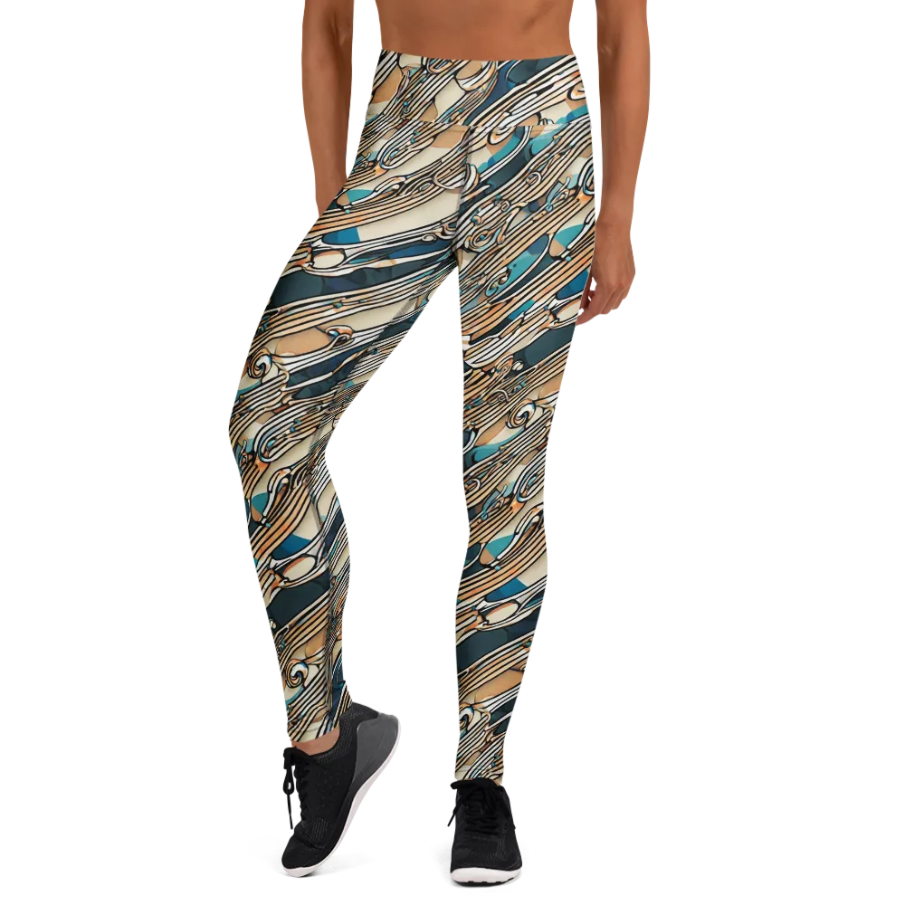 Cobalt Ribbons on Yoga Leggings — Front