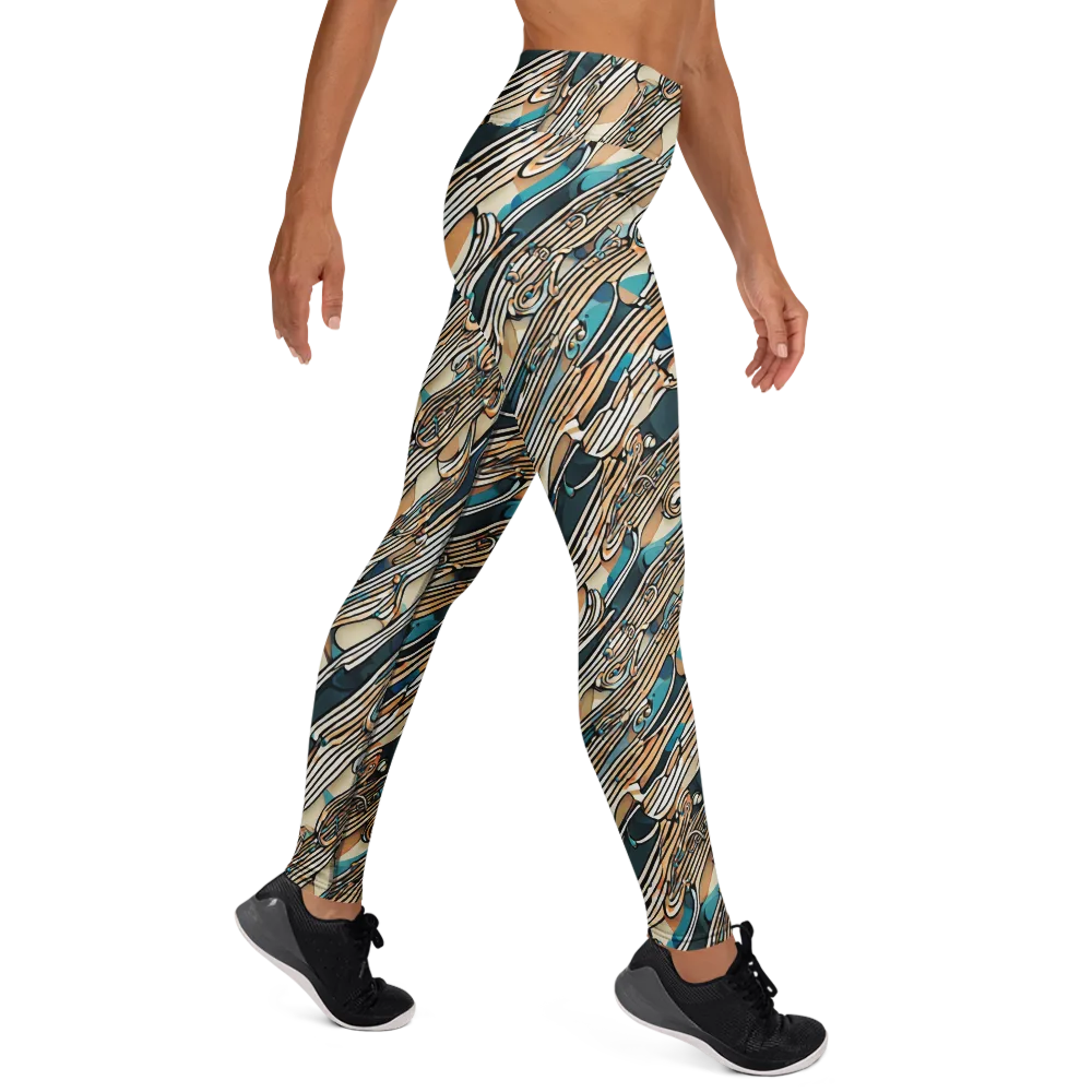 Cobalt Ribbons on Yoga Leggings — Right