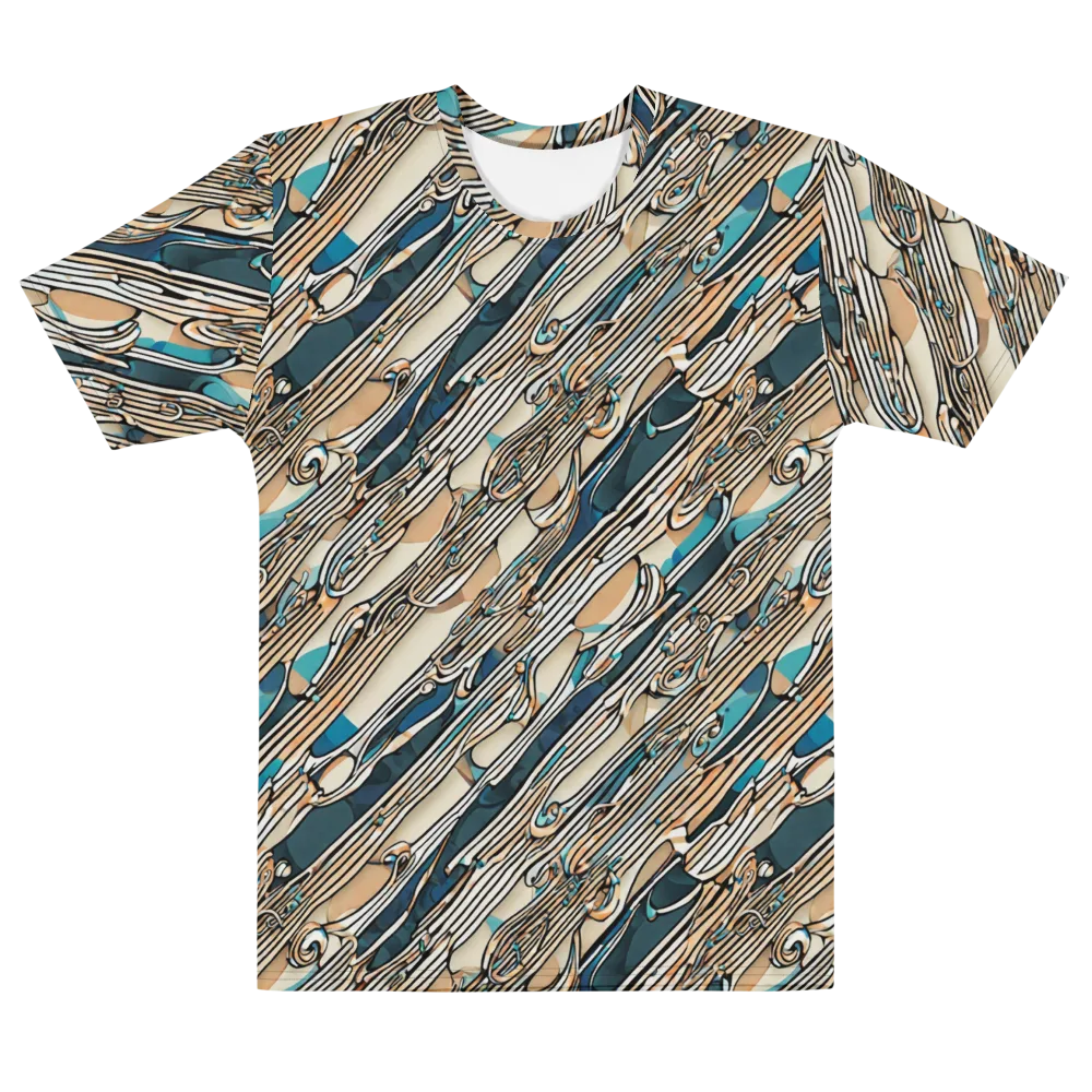 Cobalt Ribbons on Men's Cotton Crew Neck T-Shirt — Front