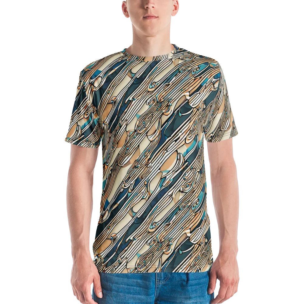 Cobalt Ribbons on Men's Crew Neck T-Shirt — Front