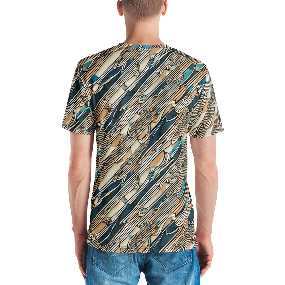 Cobalt Ribbons on Men's Crew Neck T-Shirt — Back