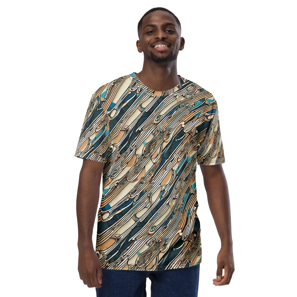 Cobalt Ribbons on Men's Crew Neck T-Shirt — Front