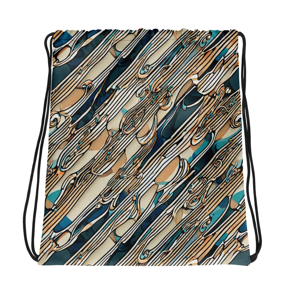 Cobalt Ribbons on Drawstring Bag — Photo