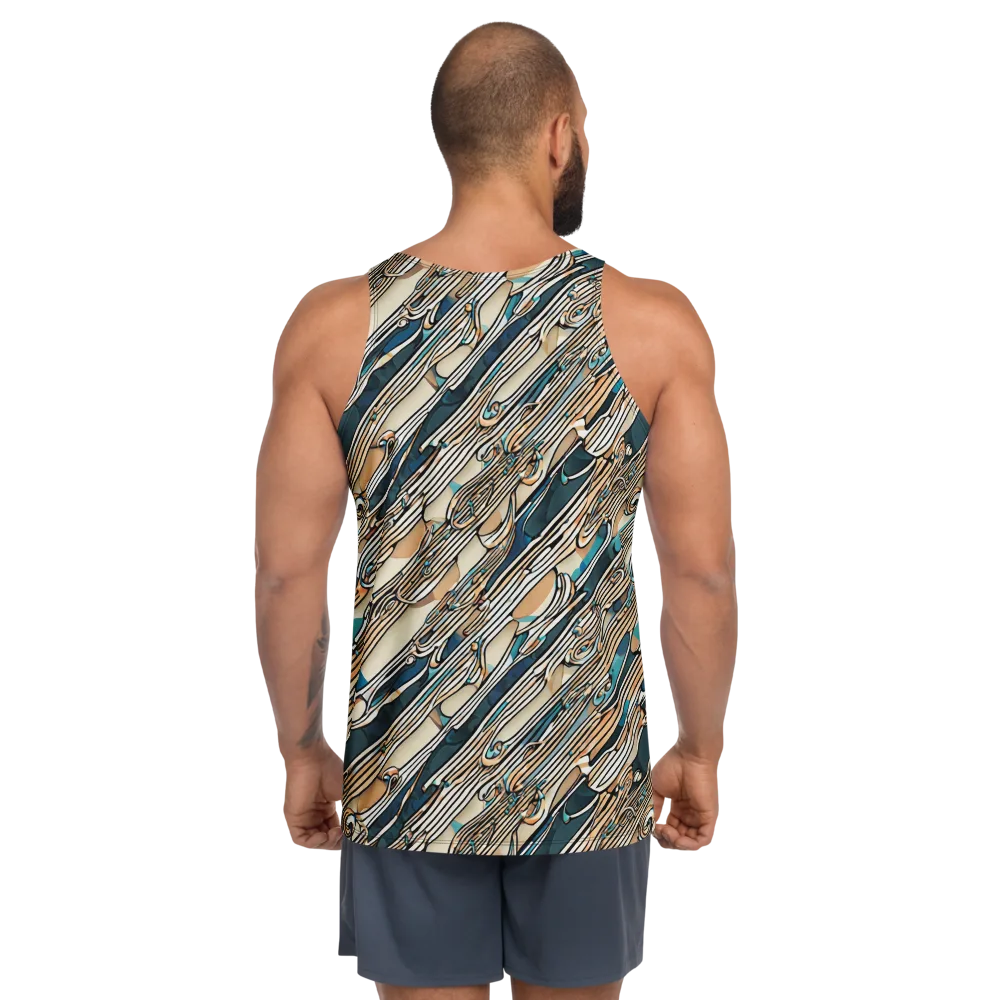Cobalt Ribbons on Men's Tank Top — Back