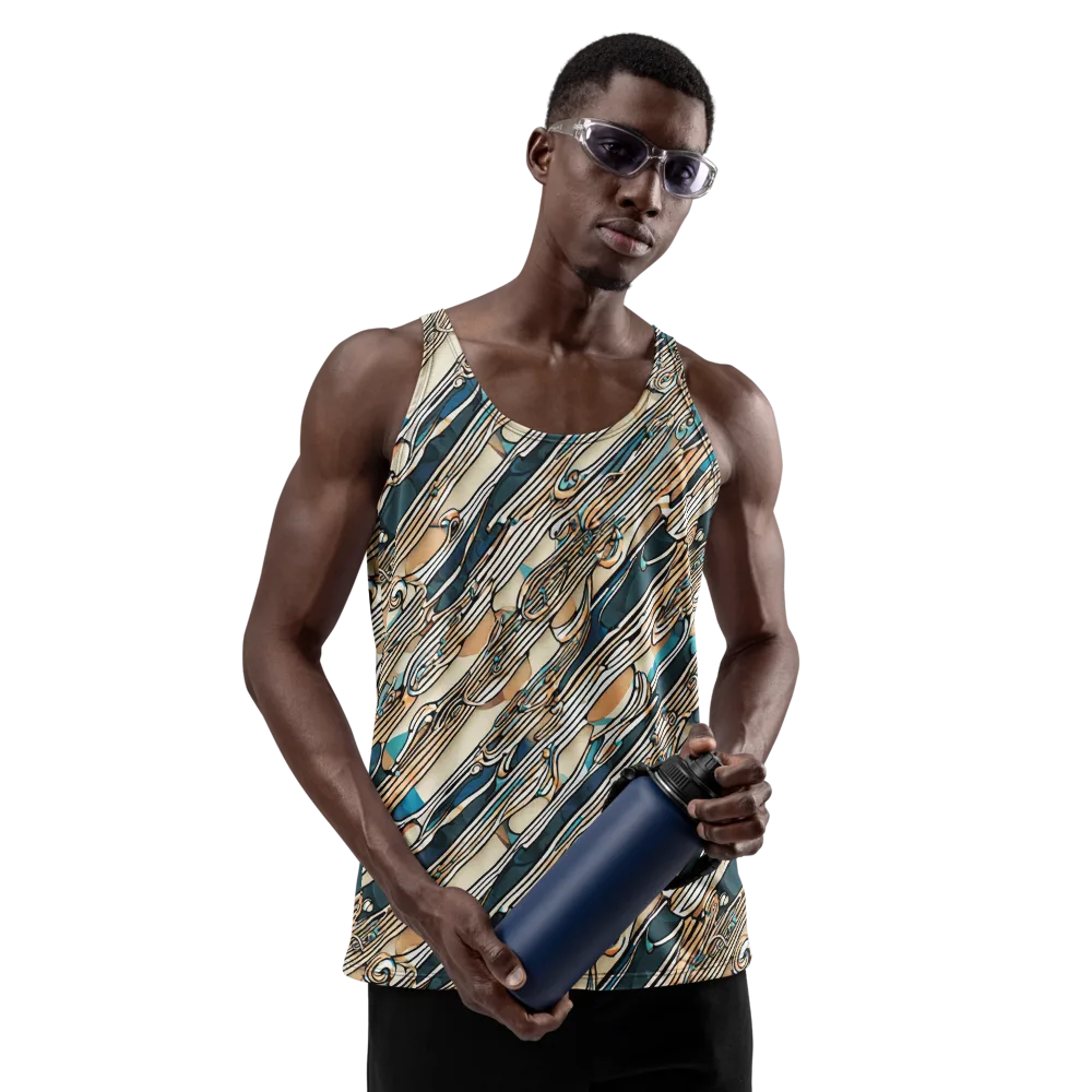 Cobalt Ribbons on Men's Tank Top — Front