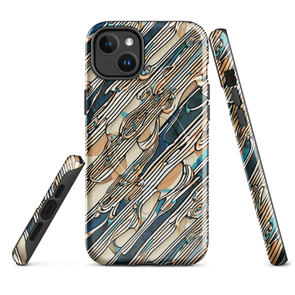 Cobalt Ribbons on MagSafe Tough Case for iPhone® — Front