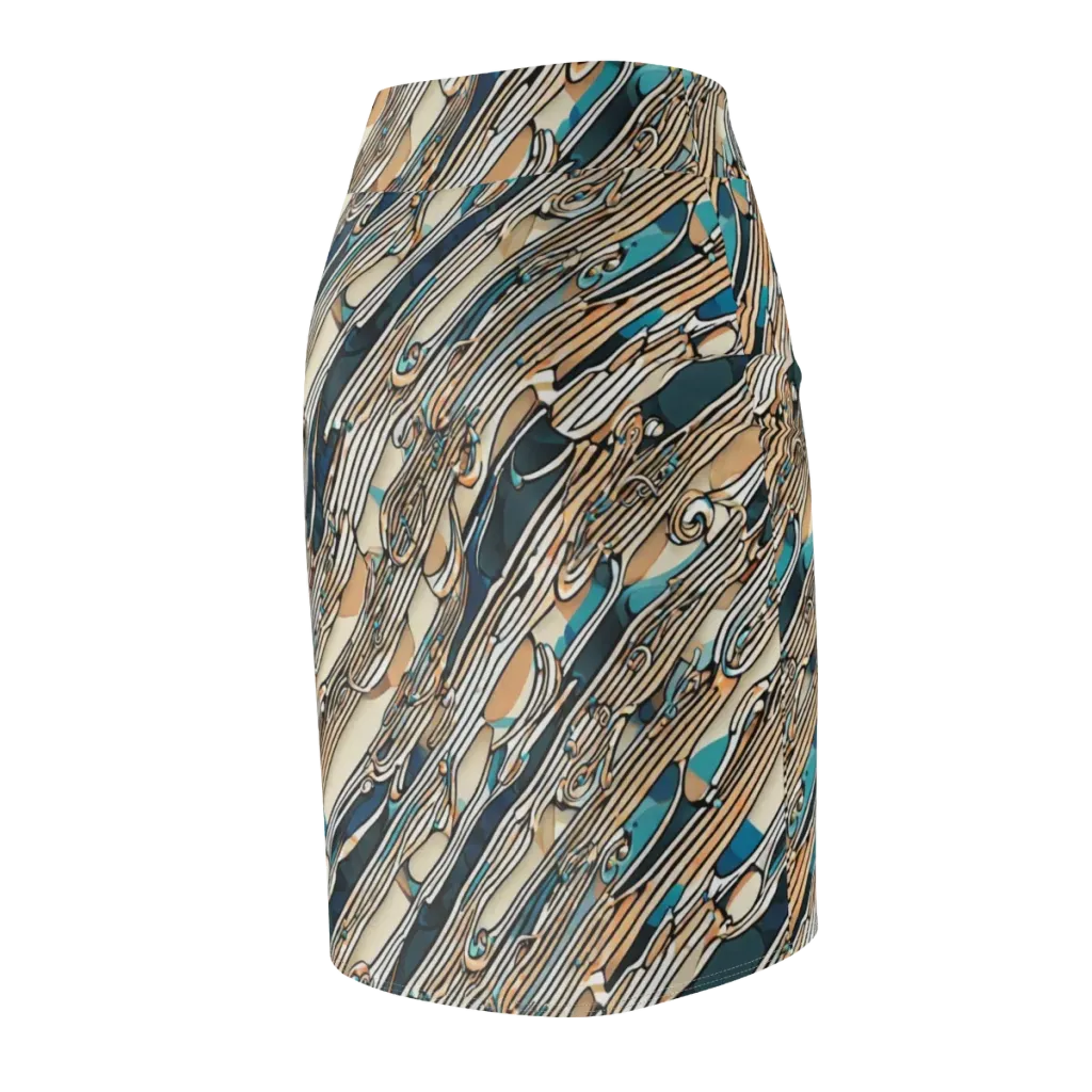 Cobalt Ribbons on Pencil Skirt — Back Side