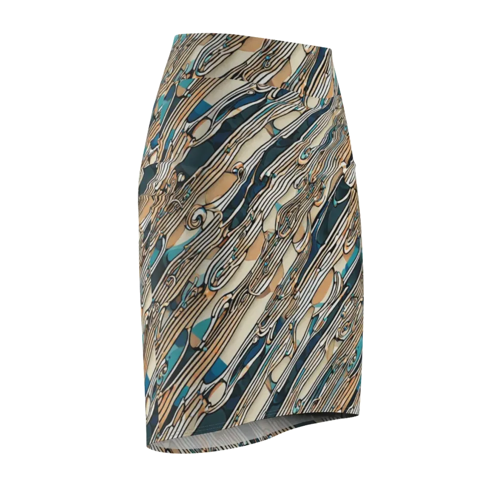 Cobalt Ribbons on Pencil Skirt — Front Side