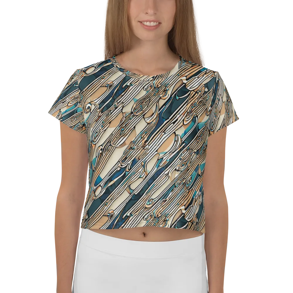 Cobalt Ribbons on Crop Tee — Front
