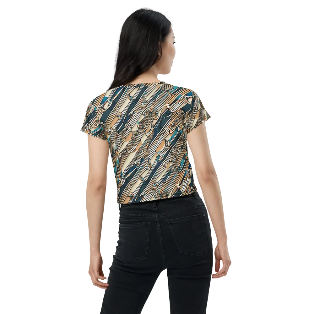 Cobalt Ribbons on Crop Tee — Back