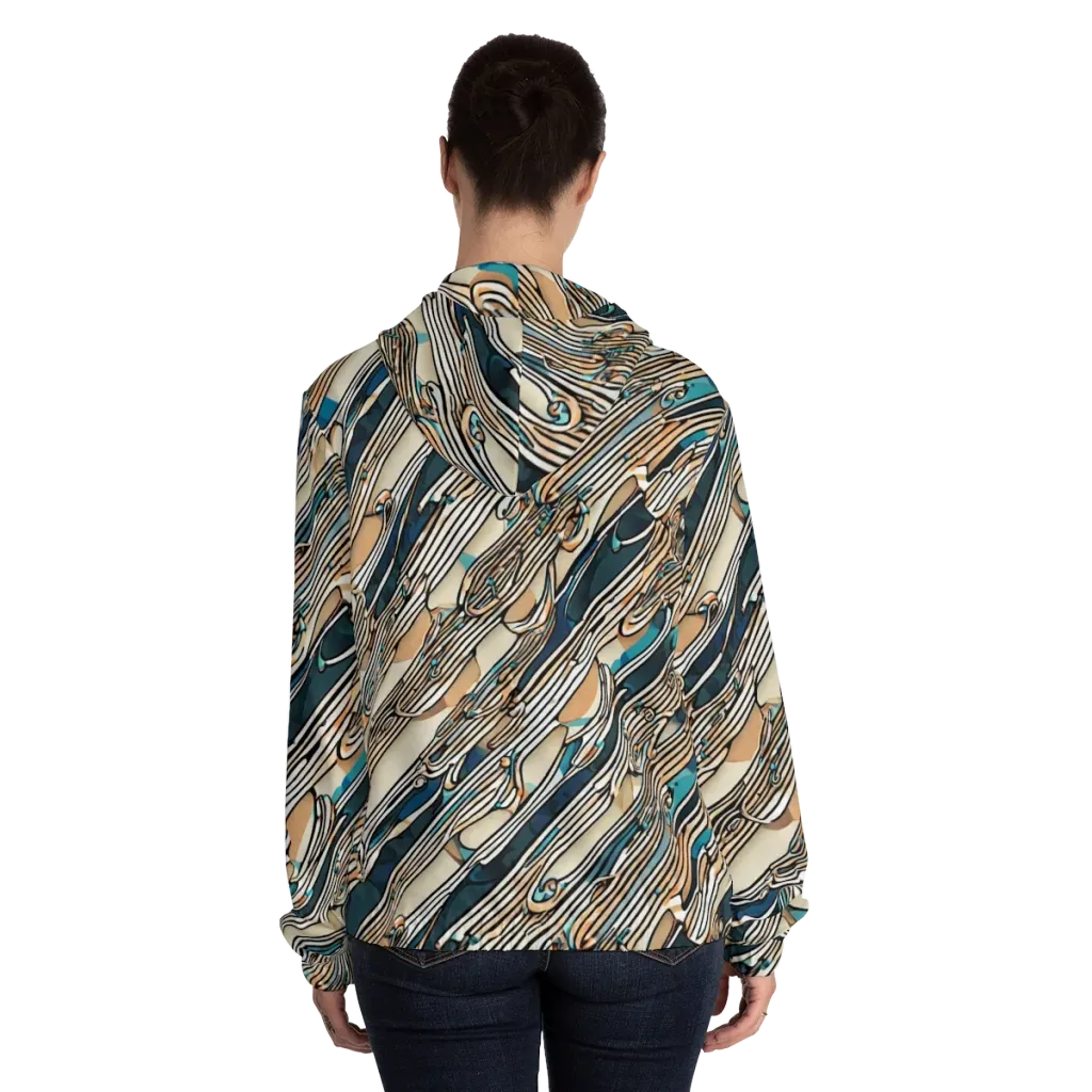Cobalt Ribbons on Women's Full-Zip Hoodie — Back On Person