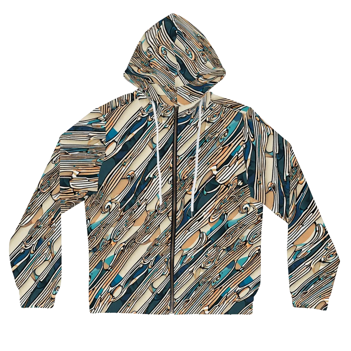 Cobalt Ribbons on Women's Full-Zip Hoodie — Front