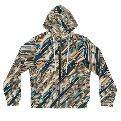 Cobalt Ribbons on a Women's Full-Zip Hoodie
