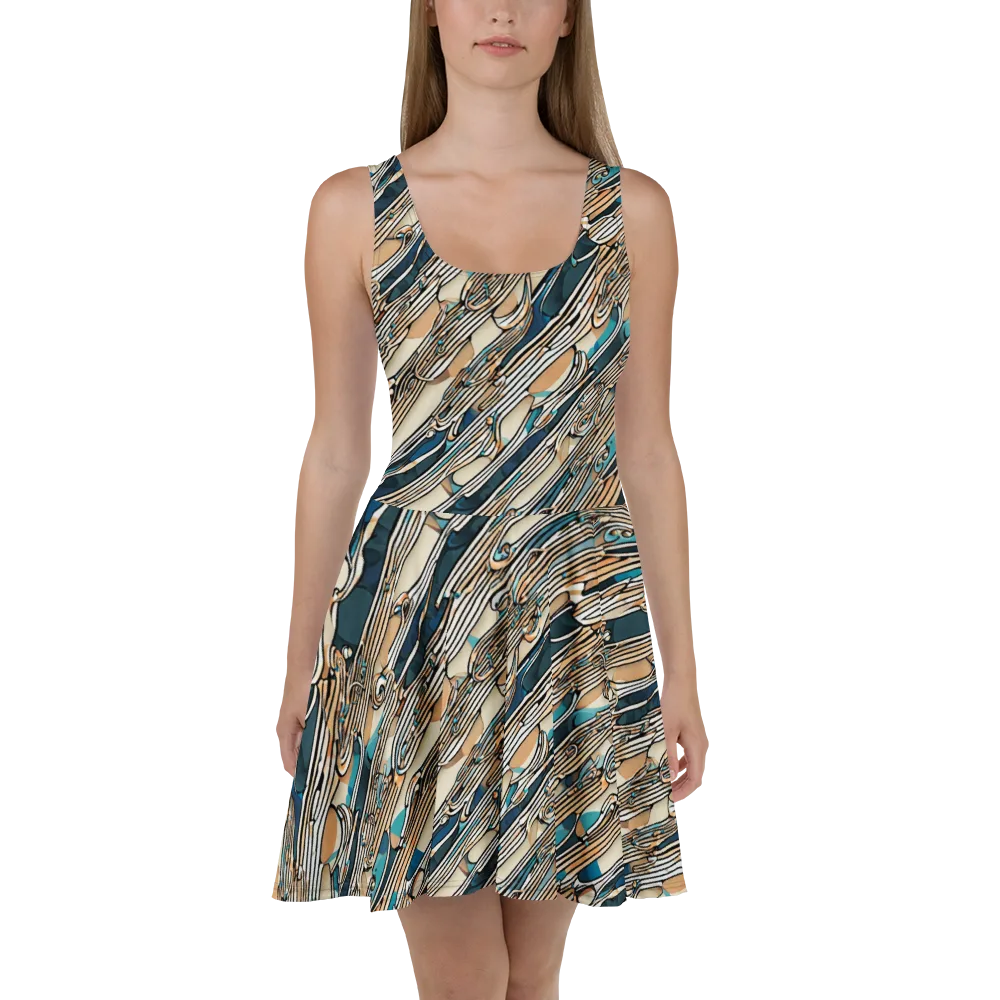 Cobalt Ribbons on Skater Dress — Front
