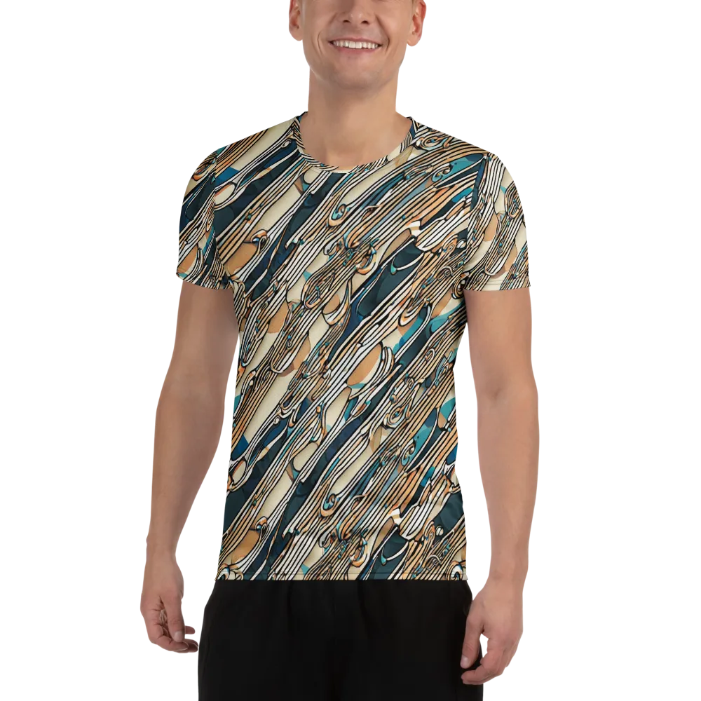Cobalt Ribbons on Men's Athletic T-Shirt — Front