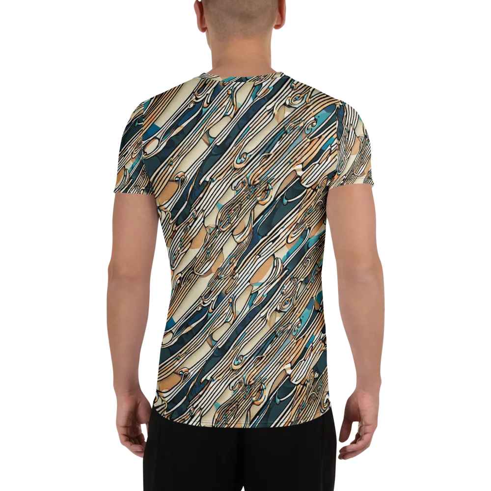 Cobalt Ribbons on Men's Athletic T-Shirt — Back