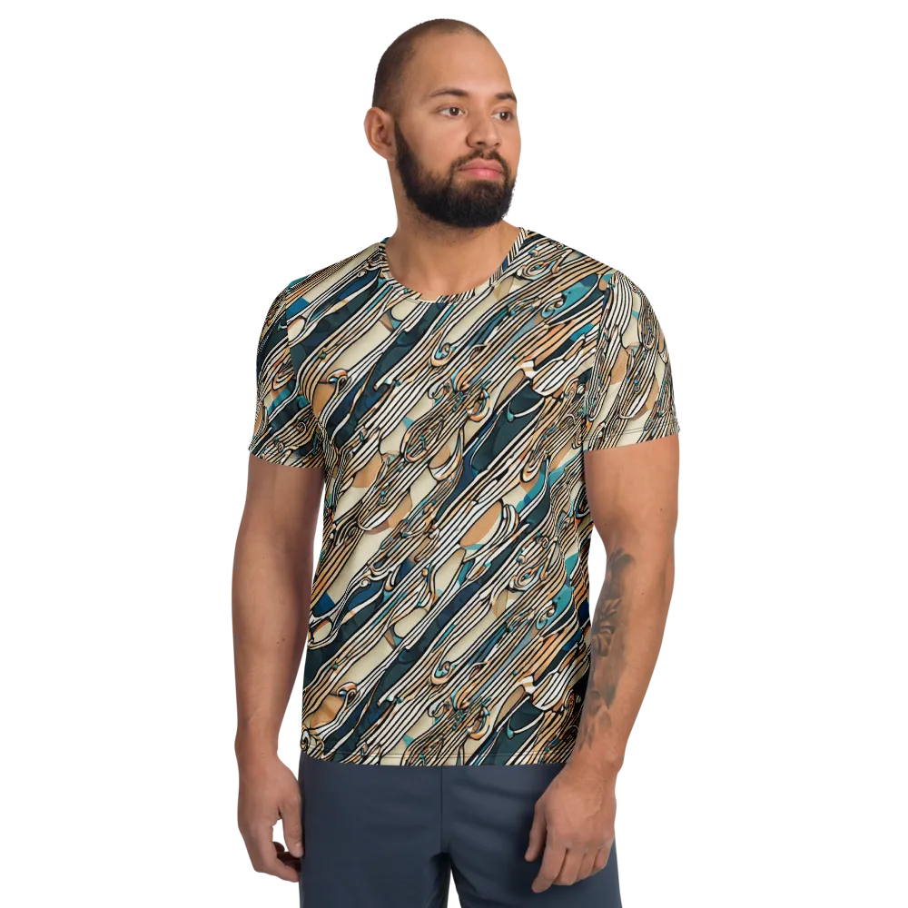 Cobalt Ribbons on Men's Athletic T-Shirt — Front