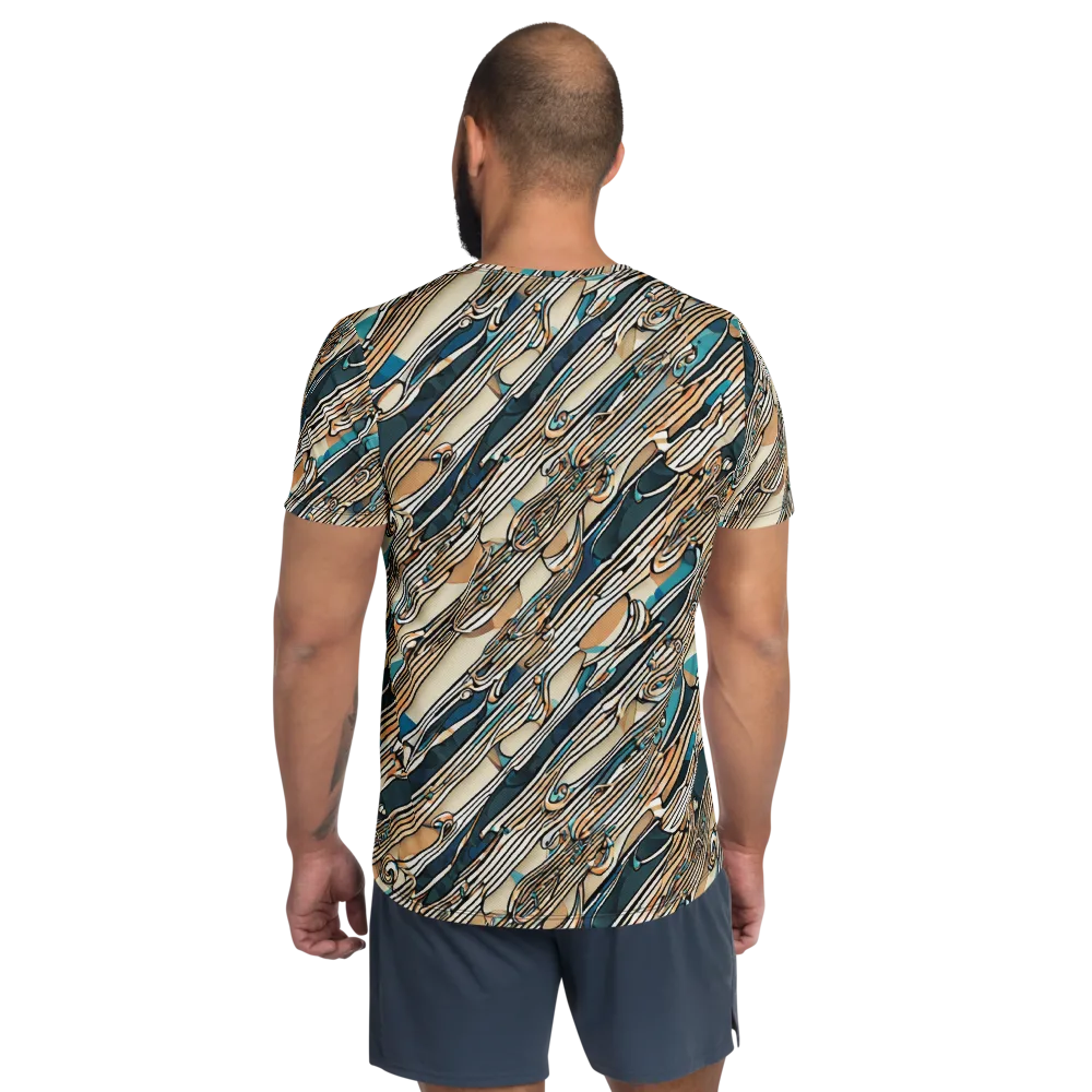 Cobalt Ribbons on Men's Athletic T-Shirt — Back