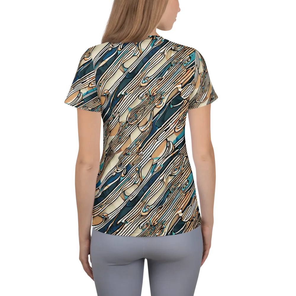 Cobalt Ribbons on Women's Athletic T-Shirt — Back