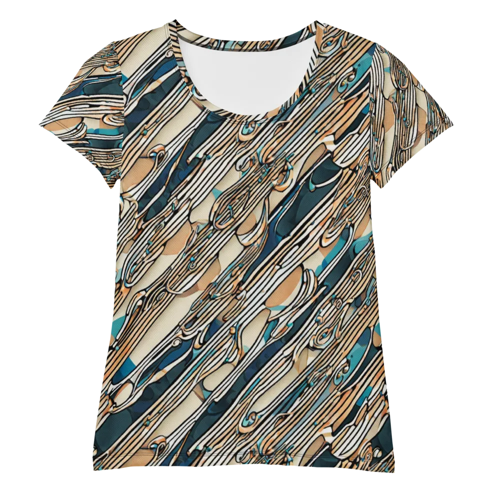 Cobalt Ribbons on Women's Athletic T-Shirt — Front