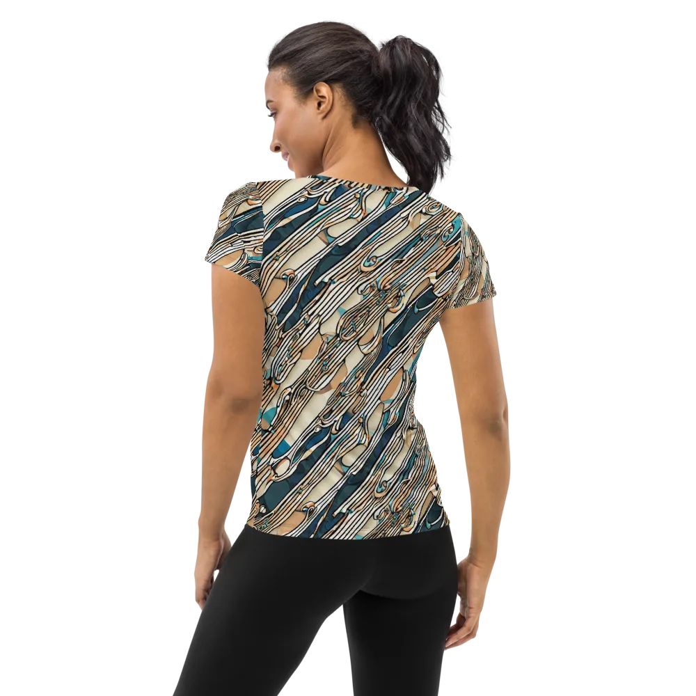 Cobalt Ribbons on Women's Athletic T-Shirt — Back