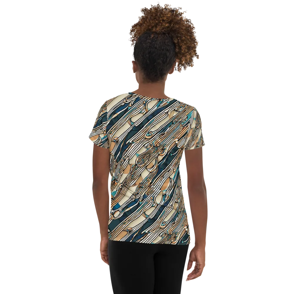 Cobalt Ribbons on Women's Athletic T-Shirt — Back