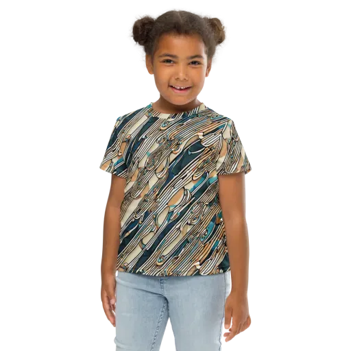 Cobalt Ribbons on a Kids Crew Neck T-Shirt