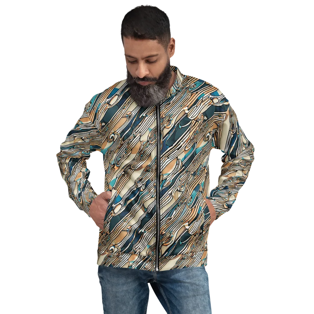 Cobalt Ribbons on Bomber Jacket — Front