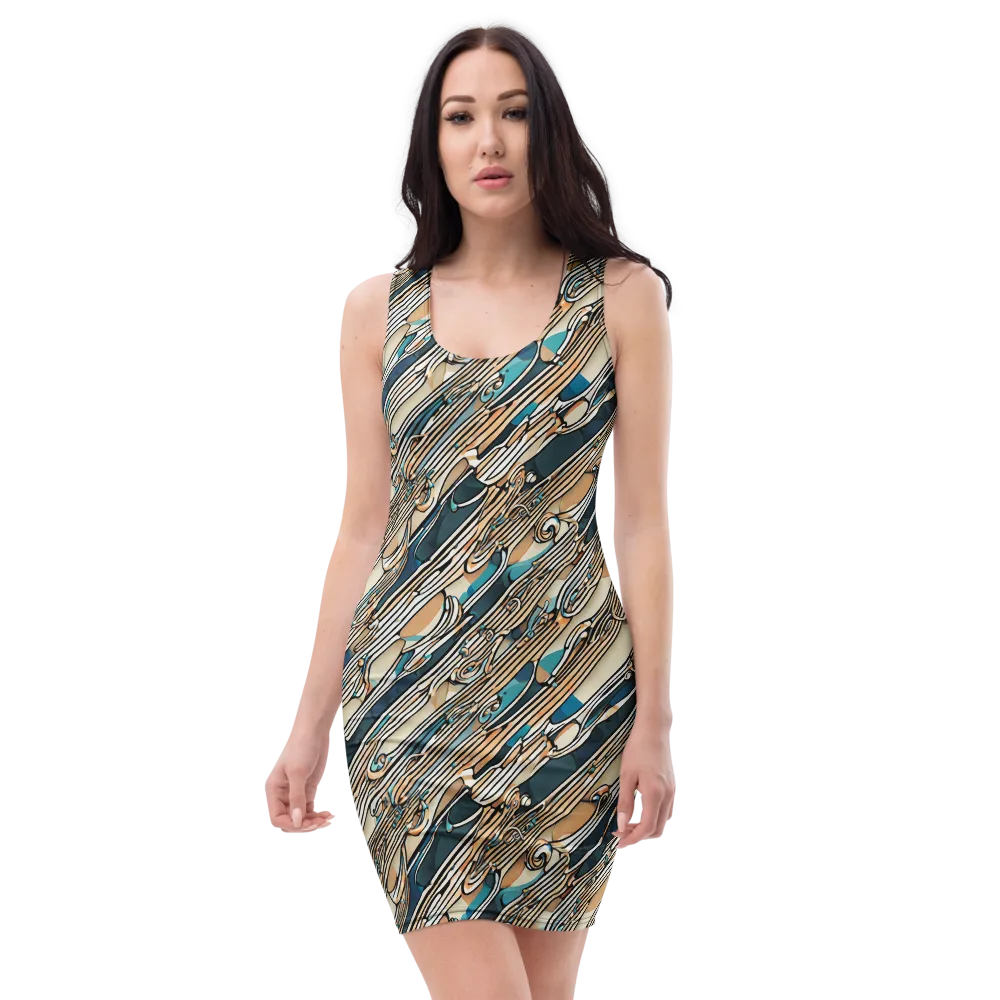 Cobalt Ribbons on Bodycon Dress — Front