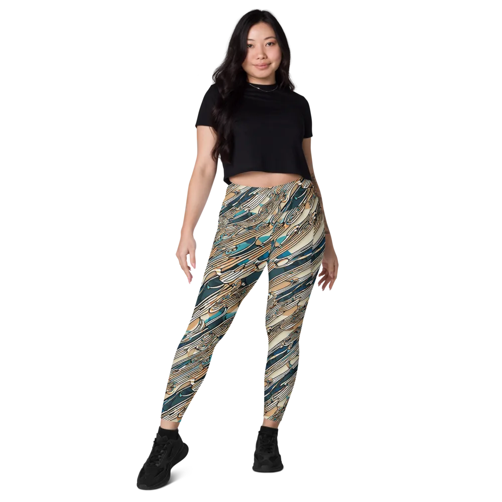 Cobalt Ribbons on Leggings with Pockets — Front