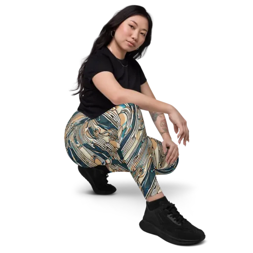 Cobalt Ribbons on a Leggings with Pockets