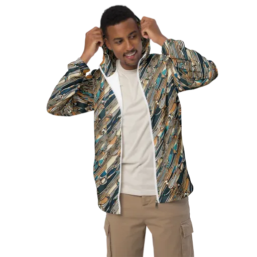 Cobalt Ribbons on a Men's Windbreaker