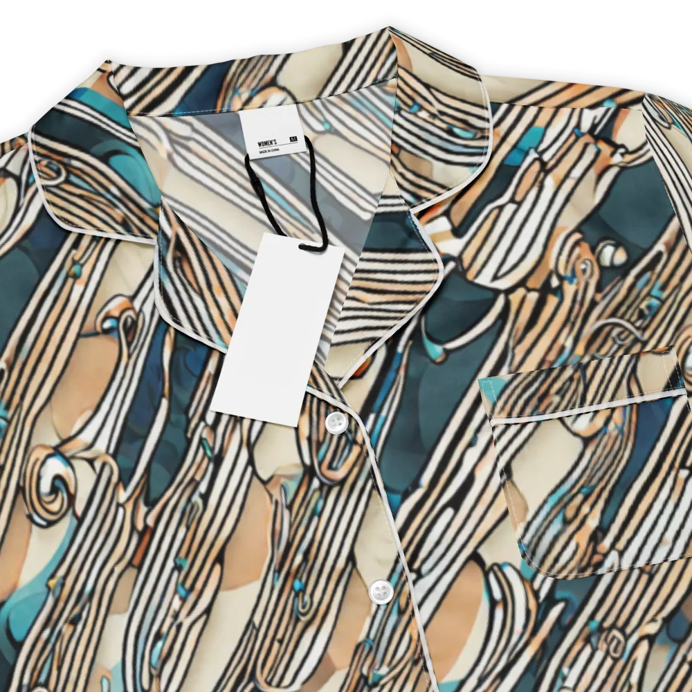 Cobalt Ribbons on Women's Short Sleeve Pajama Top — Product details