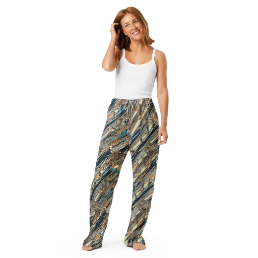 Cobalt Ribbons on a Women's Pajama Pants