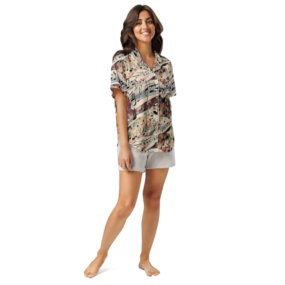 Melody Current on Women's Short Sleeve Pajama Top — Front