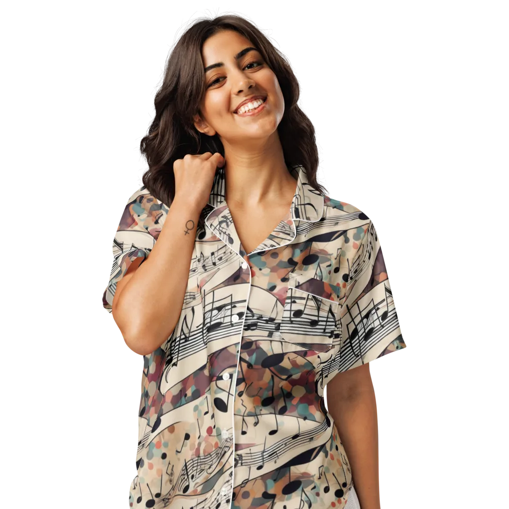 Melody Current on Women's Short Sleeve Pajama Top — Front