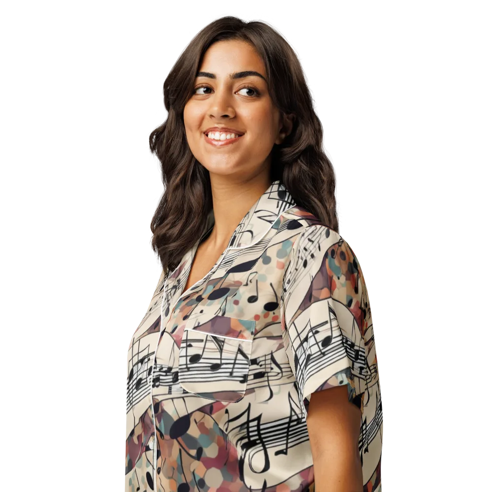 Melody Current on Women's Short Sleeve Pajama Top — Left Front